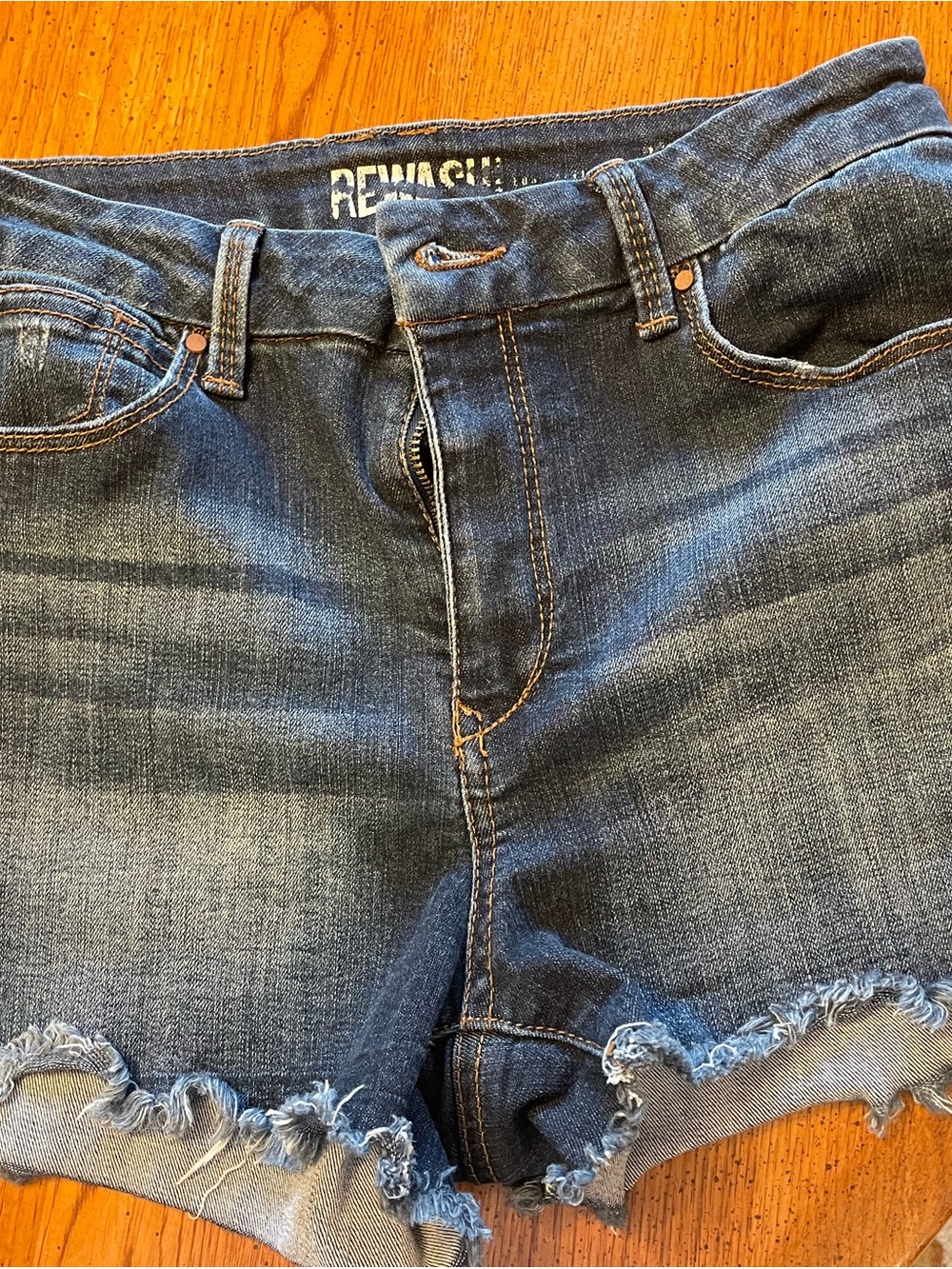 Rewash Women's Medium Blue Frayed Denim Cutoff Shorts